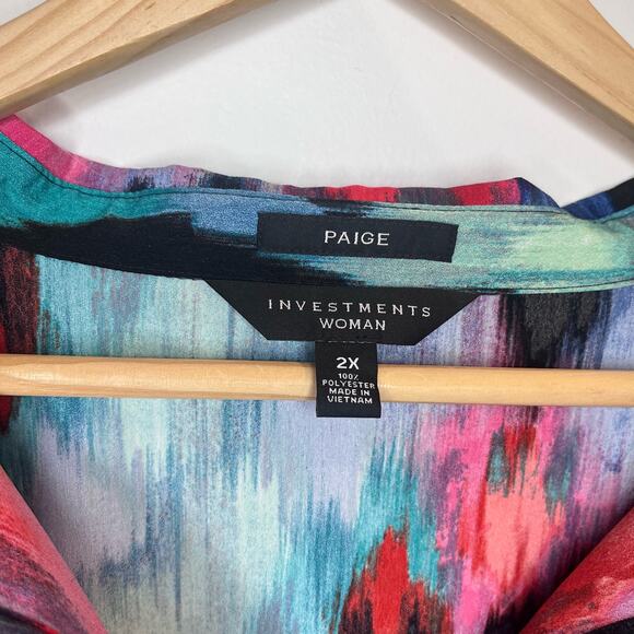 Investments Woman Paige Multicolored Button Down Size 2XL Light weight Relaxed - Picture 2 of 4